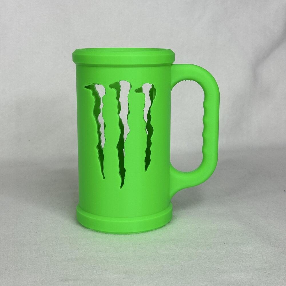 Monster Energy Can Holder Green Plastic Claw Logo Handle Novelty Cup Stein